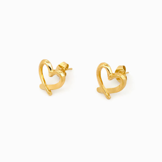 Gold Heart Earrings 12x11mm BR1164 - Stainless Steel