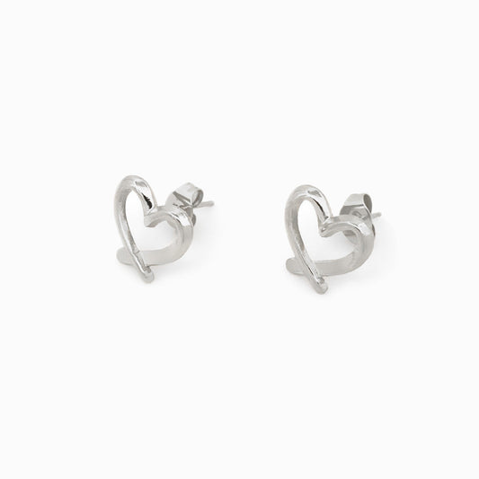 Silver Heart Earrings 12x11mm BR1164 - Stainless Steel