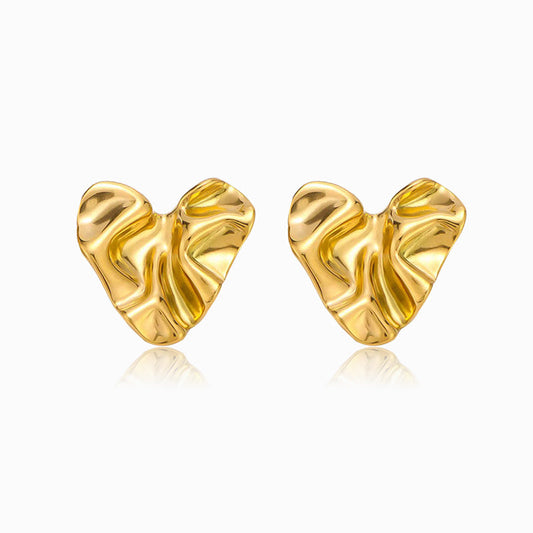 Gold Heart Earrings 24x24mm BR1246 - Stainless Steel