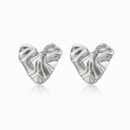 Silver Heart Earrings 24x24mm BR1246 - Stainless Steel