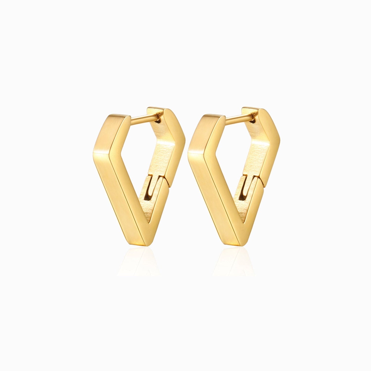 Gold Geometric Earrings 16x15mm BR1013 - Stainless Steel