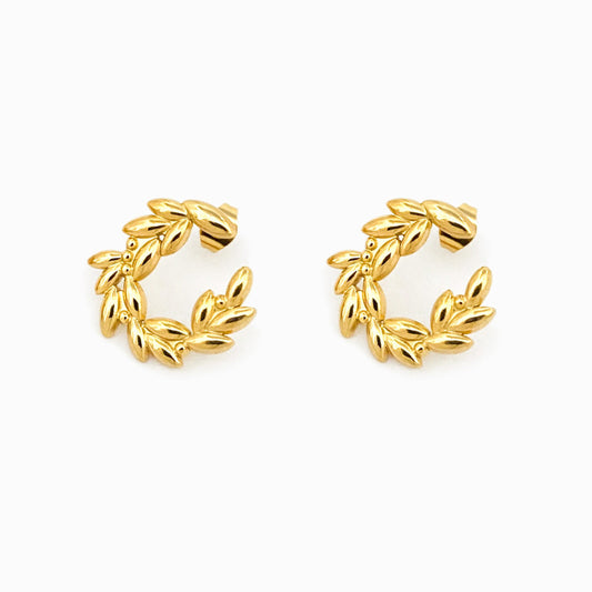 Gold Wheat Flour Earrings 21x20mm BR1165 - Stainless Steel
