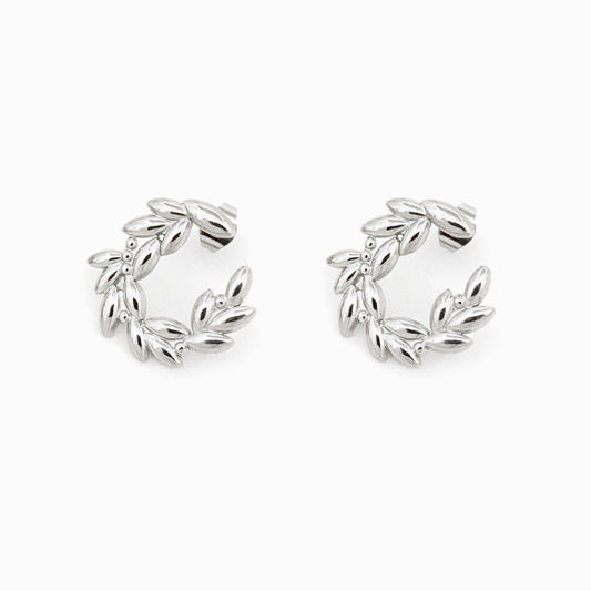 Silver Wheat Flour Earrings 21x20mm BR1165 - Stainless Steel