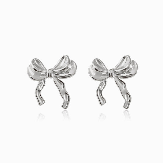 A pair of bow earrings BR1213 made from stainless steel.