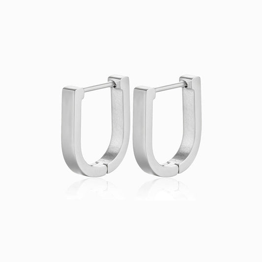 Silver U Hoop Earrings 14x13mm BR1078 - Stainless Steel