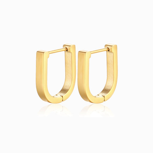 Gold U Hoop Earrings 14x13mm BR1078 - Stainless Steel