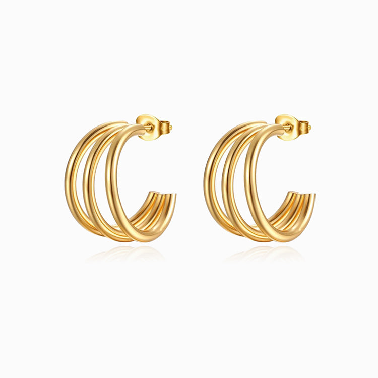 Gold hoop earrings BR1365 on a white background