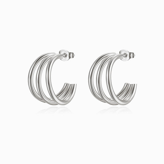 Pair of silver hoop earrings BR1365 on a white background