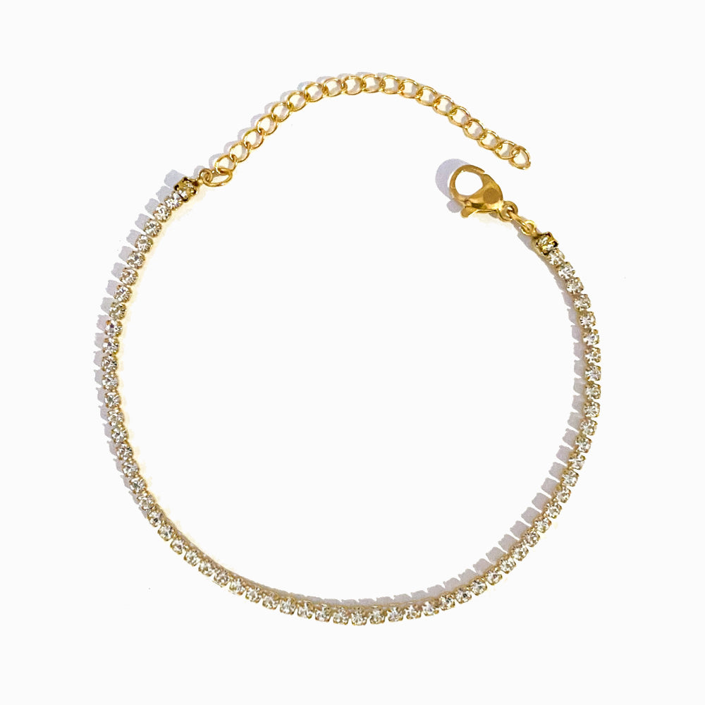 Gold Rhinestone Bracelet SL2161 - Stainless Steel