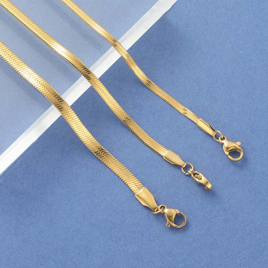 Details of Flat Snake Chain Bracelet 3mm SL1051 - Stainless Steel