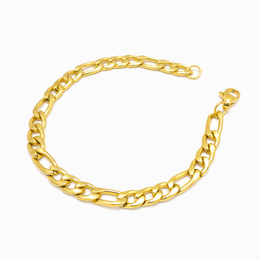 Gold Figaro Bracelet 3x1 SL3002 - Stainless Steel