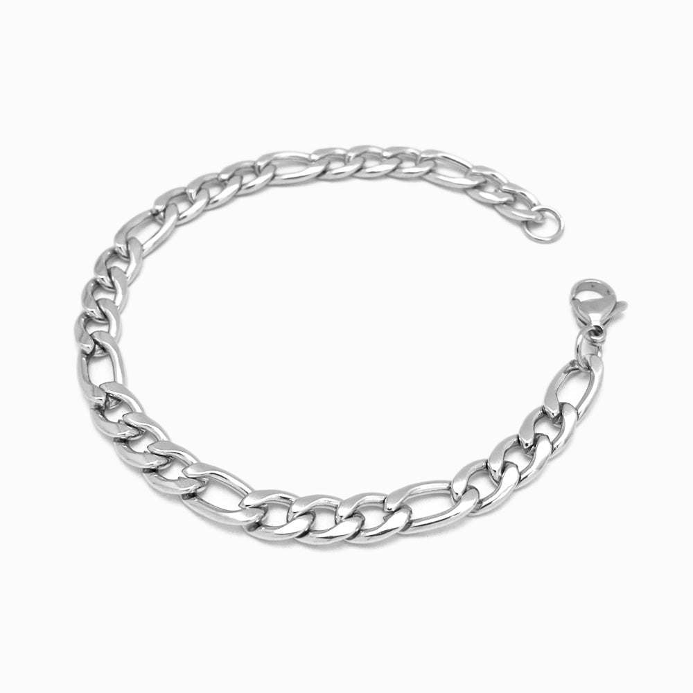 Silver Figaro Bracelet 3x1 SL3002 - Stainless Steel