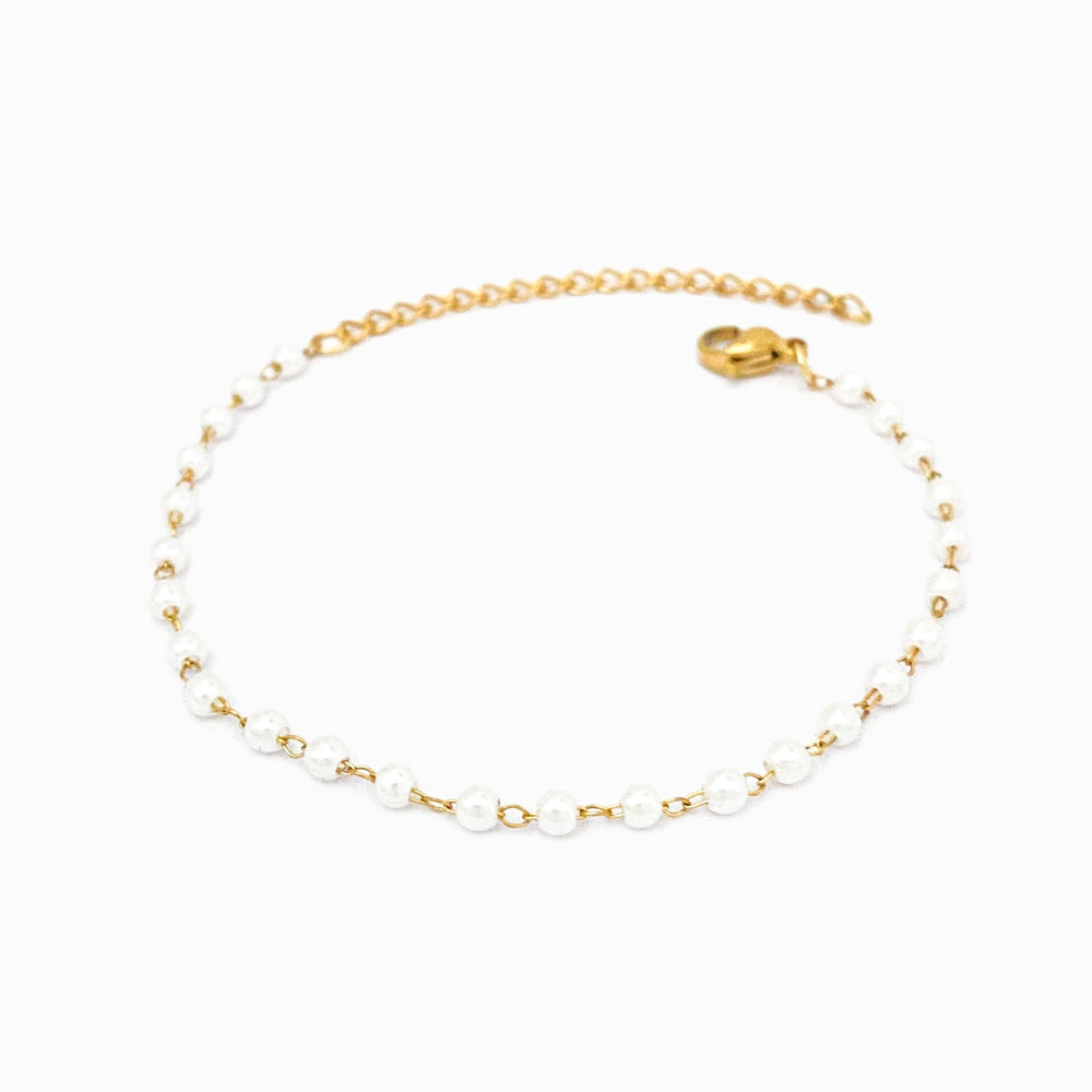 Gold Pearl Anklet SL2113 - Stainless Steel